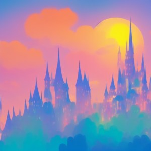 A pastel-colored skyline of a city, giving a salute to the cloud home of the Pegasi.