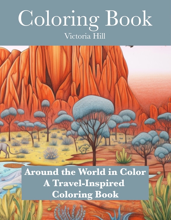Cover of the travel-themed coloring book, showcasing vibrant and inviting designs that beckon readers to a journey of coloring and exploration.